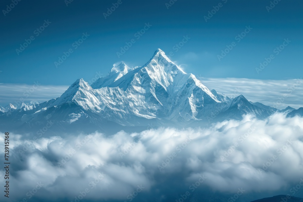 Himalayan peak above the clouds It seemed like the mountains were very close. It gives a grand view of the peak. shrouded in fog Himalayan peak above the clouds It seemed like the mountains were very close. It gives a grand view of the peak. shrouded in fog