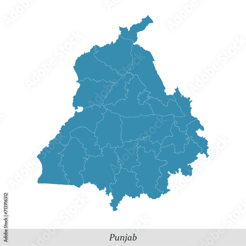 map of Punjab is a state of India with districts