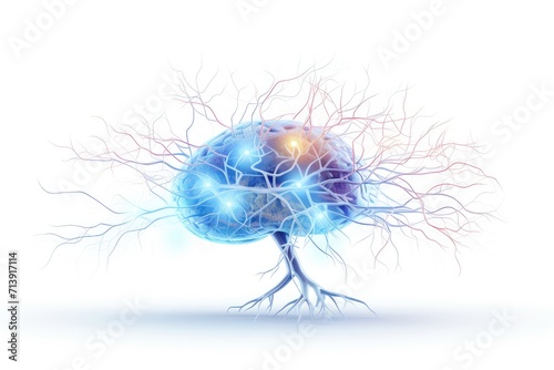 Neural Colorful Brain Nerve Cell Energy Connection  Brain Dots Pattern Neuronal Network  Vibrant Colored motley medical vector human mind energy lightning brain tree neurons communicating illustration