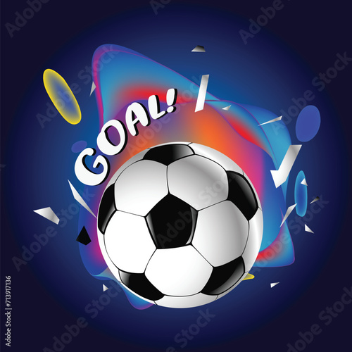 Vector Illustration Soccer Banner with Goal Tagline for Soccer Match and World Cup Championship