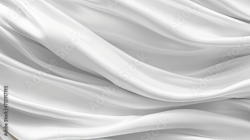 white silk satin fabric with softly wrinkled waves, white 3D plain cloth with wrinkles, luxury white background