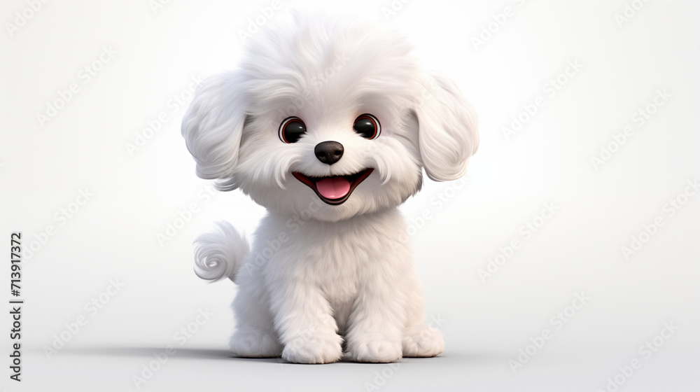 white poodle puppy with smile face sitting on white background cartoon white poodle puppy with smile face sitting on white background cartoon