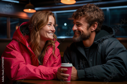 Romantic Date in a Coffee Shop  Creating Memories of Love in the Cozy Ambiance of a Caf    where Affection Blooms Over Shared Cups of Coffee Restaurant
