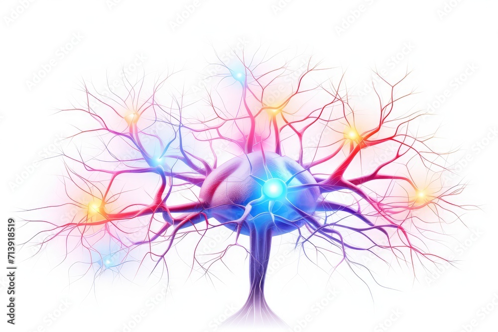 Neuronal network neurons, brain synapses connections to Peripheral ...