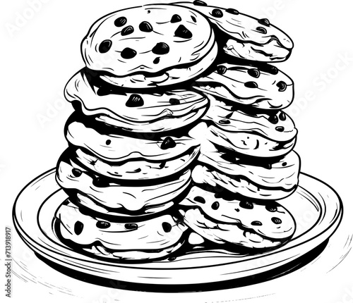 Vintage Chocolate Cookies Icon in Hand-drawn Style