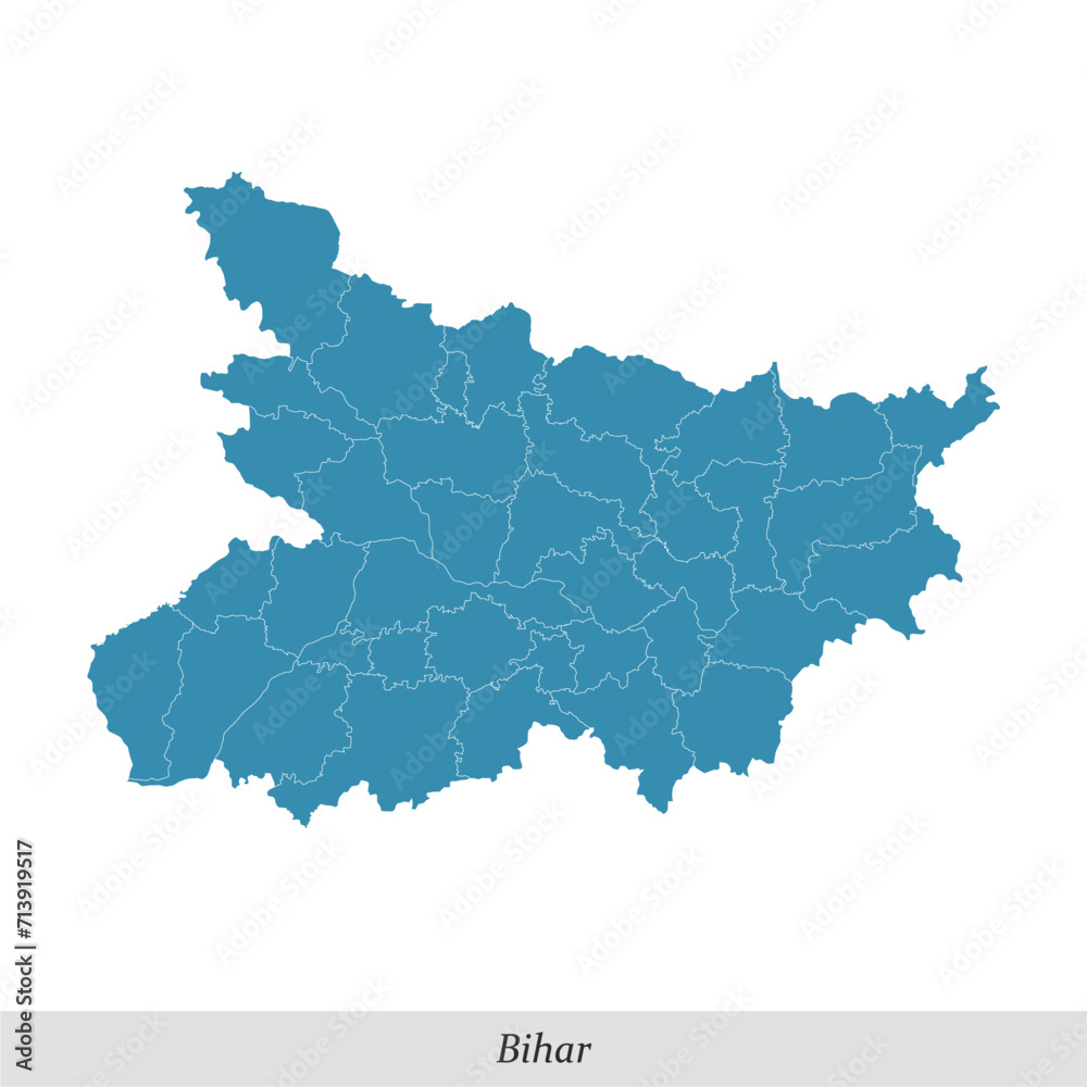 Fototapeta premium map of Bihar is a state of India with districts