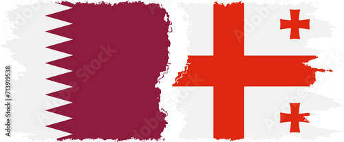 Georgia and Qatar grunge flags connection vector