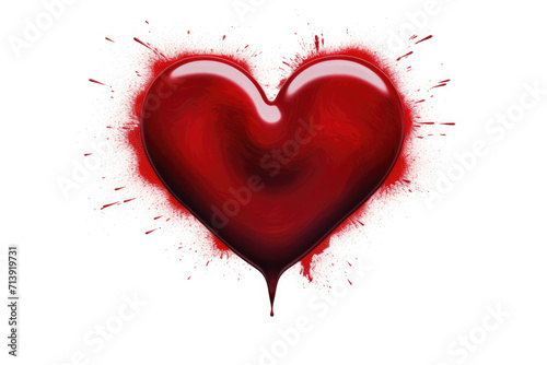 Heart with paint splatter isolated white background