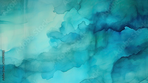 abstract watercolor background, Watercolor turquoise, blue, aqua background for copy space text. Sky clouds cartoon, ocean wave illustration for vacation beach travel.