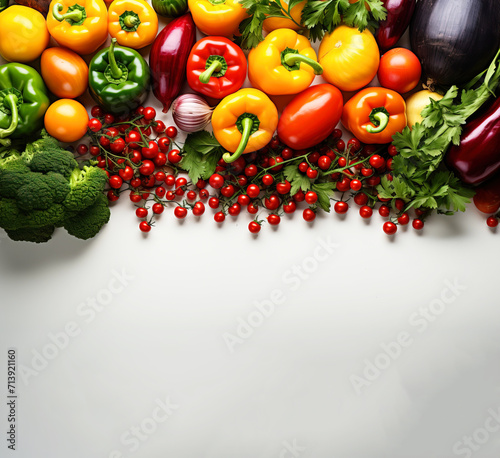 Background of healthy vegetables  dietary cuisine ingredients. Assorted fresh farm products.