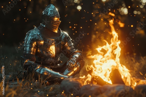 knight in campfire
