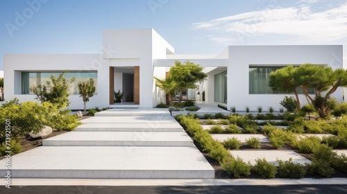 Luxury exterior of a contemporary villa with unique design © Lazylizard