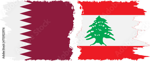 Lebanon and Qatar grunge flags connection vector