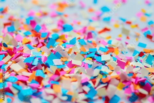 close-up of a pile of colorful confetti