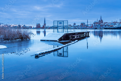 Blick über die Warnow auf die Hansestadt Rostock im Winter photo