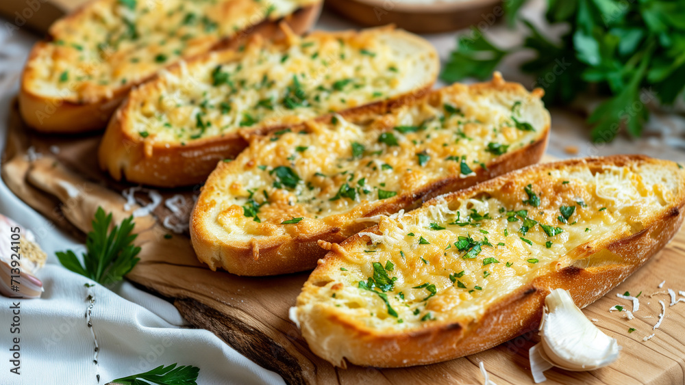 Golden Delight: A Close-up of Garlic Bread