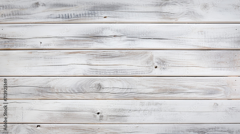 Wood plank white timber texture background. Old wooden wall all have antique cracking furniture painted weathered peeling wallpaper, generative AI - obrazy, fototapety, plakaty 