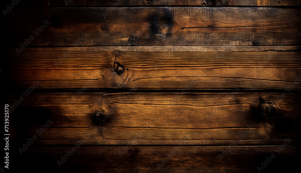 Naklejka premium Wooden textured desktop background, generative AI