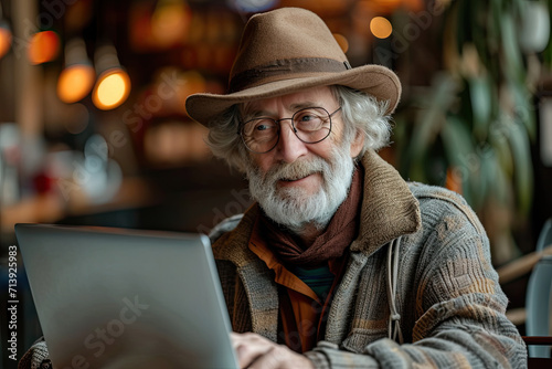 older man smile face using a laptop © ZoomTeam