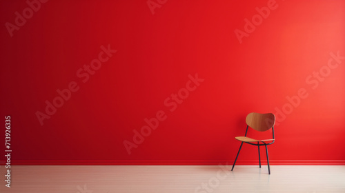 Fototapeta Naklejka Na Ścianę i Meble -  Minimalistic background with red wall and chair