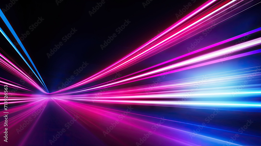abstract background with lines, Abstract light fast motion blur background, futuristic technology glowing speed lines scene. blue pink neon on black background abstract background with lines, Abstract light fast motion blur background, futuristic technology glowing speed lines scene. blue pink neon on black background