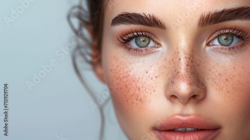 Beauty portrait of female face with natural skin