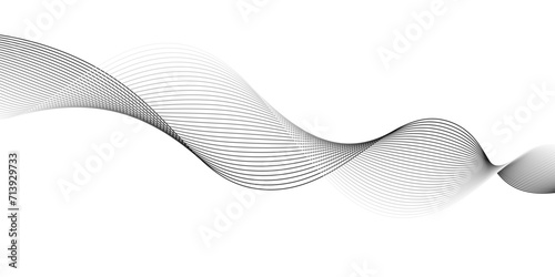 Abstract grey wavy lines on transparent background. Digital frequency track equalizer.Technology, data science, geometric border pattern.Digital frequency track equalizer. Stylized line art background