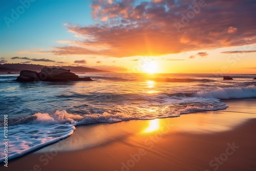 Colorful sunset on the beach