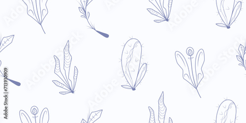 vector pattern of various types of outline flowers and shapes. vector floral pattern. Design for wallpaper, wrapping paper, background, fabric. Vector outline seamless pattern 
