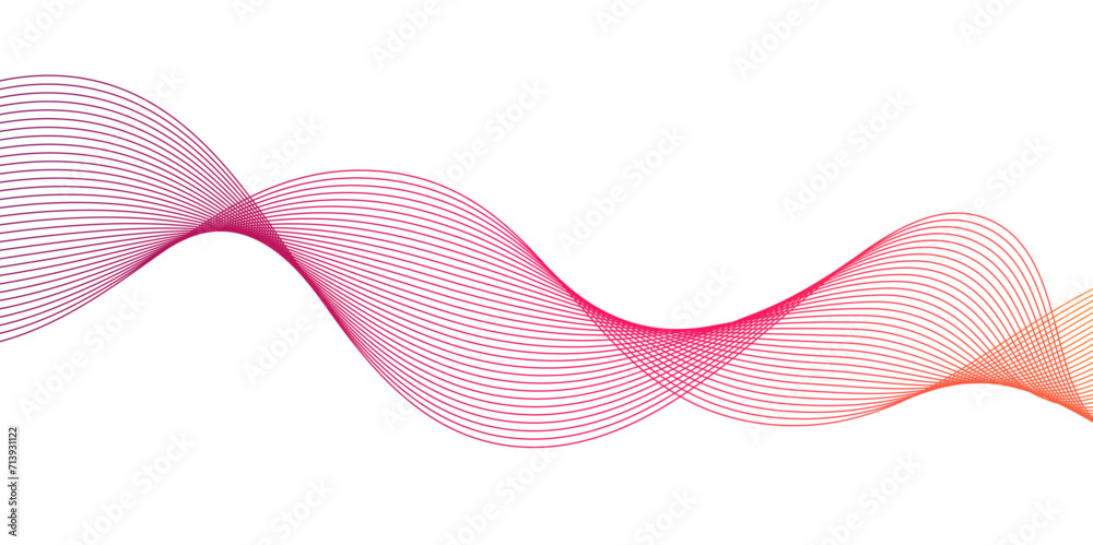Seamless wave pattern of pink colored stripes.,Vector illustration. Banner, poster waves design.Vector high solution illustration background.Wave with lines created using blend tool.Curved wavy line, 