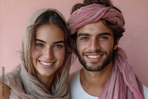 portrait of an arab couple smiling candidly photo