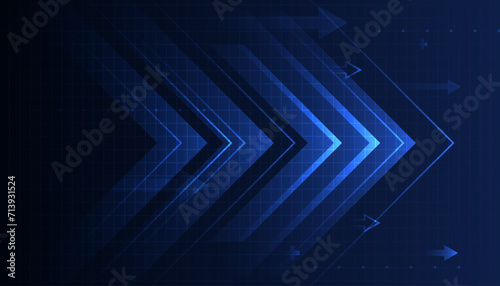 blue glowing arrow light background. Future digital growth technology