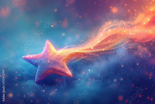 An illustration of a single pastel star with a subtle, elegant trail, symbolizing hope and wishes,