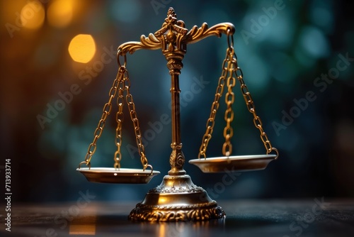 Scales of justice on a dark background photo