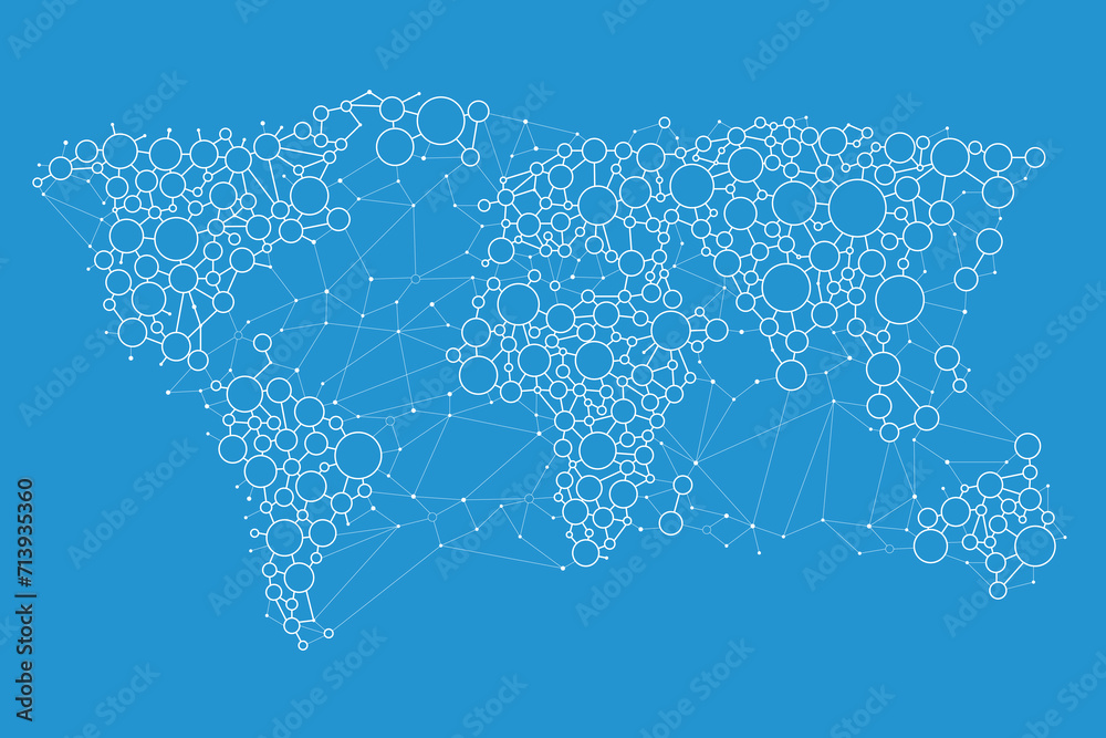 Abstract world map with circles. Vector illustration