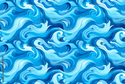 blue oceans background, swirling water, abstract ocean swell or wave. colorful turbulence, environmental awareness, freehand painting. sea abstract background,  seamless pattern. © MaskaRad