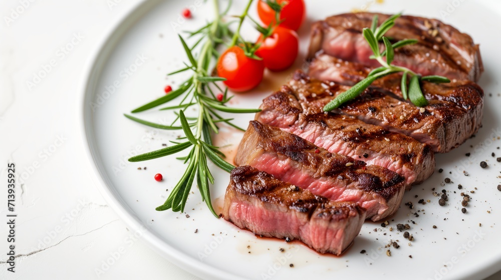 Fine Culinary Experience: Rosemary-Garnished Grilled Steak