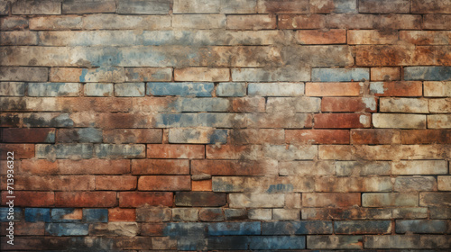 Old brick wall background, rustic colors grunge texture or pattern for design. Generative ai