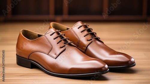 Modern Brown Leather Dress Shoes - Fashionable and Comfortable. Luxury Elegance in a Workshop