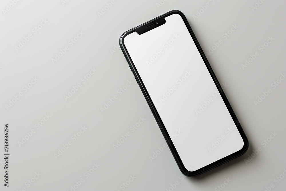 New modern black frameless smartphone mockup with blank white screen ...