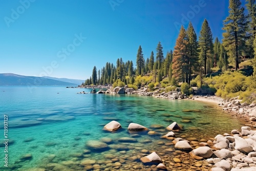 lake in the mountains landscape