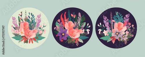 Beautiful romantic collection with floral card. Spring flower bouquets, Generative AI 
