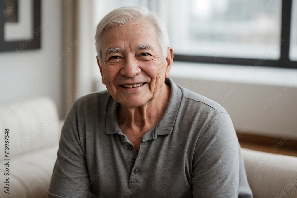 Handsome aged man enjoys his life at home, Happiness, and Retirement concept. Handsome aged man enjoys his life at home, Happiness, and Retirement concept.