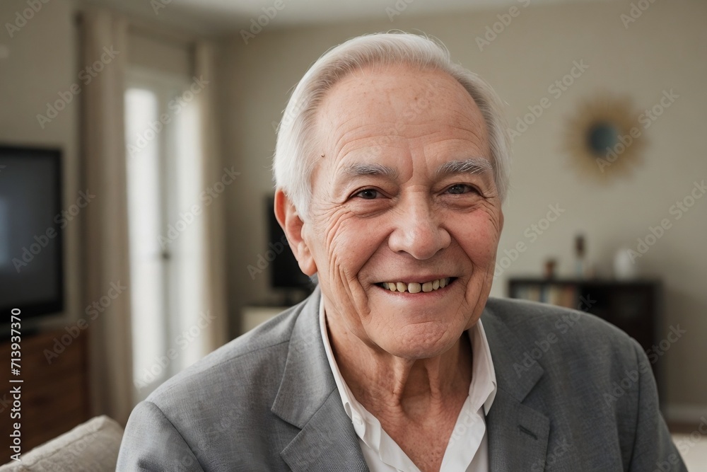 Handsome aged man enjoys his life at home, Happiness, and Retirement concept. Handsome aged man enjoys his life at home, Happiness, and Retirement concept.