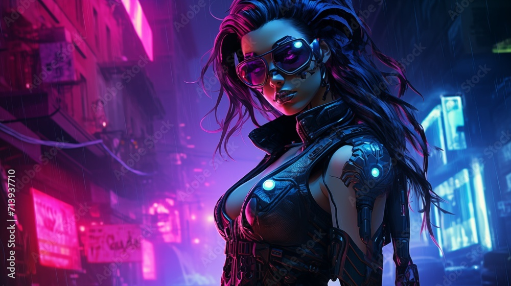 Cyborg in Cyberpunk Alleyway Cyborg in Cyberpunk Alleyway