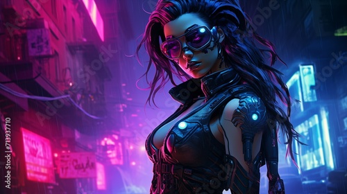 Cyborg in Cyberpunk Alleyway