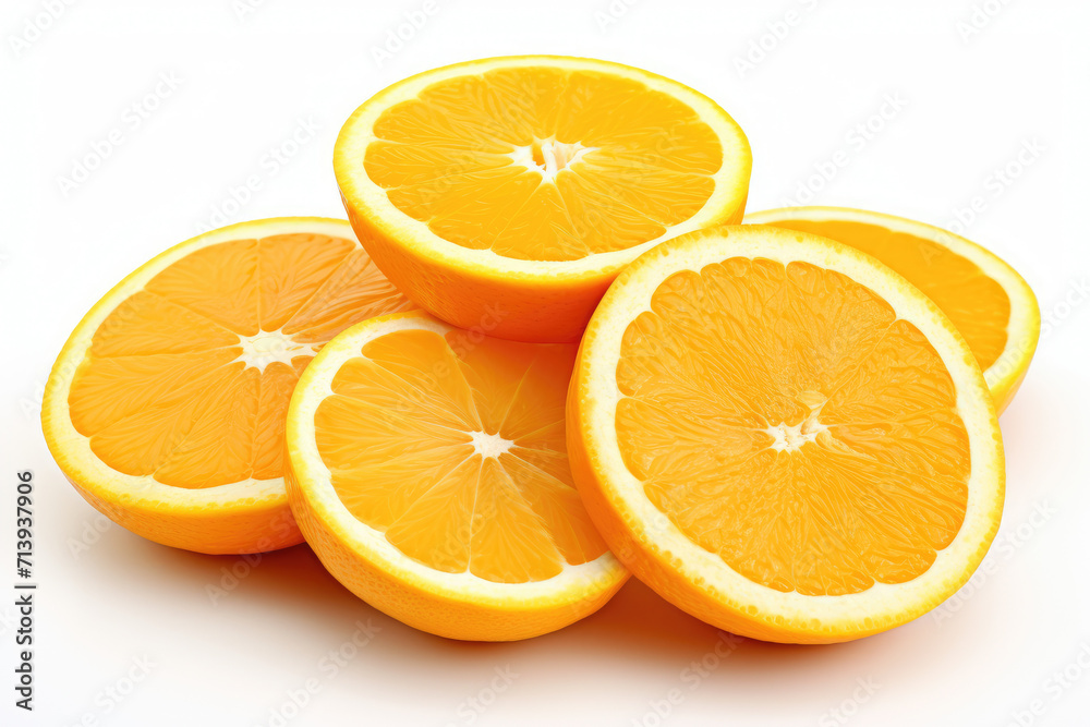 Fototapeta premium Orange fruit slices, isolated white background