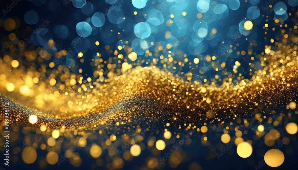 abstract background with Dark blue and gold particle. Christmas Golden light shine particles bokeh on navy blue background. Gold foil texture. Holiday concept abstract background with Dark blue and gold particle. Christmas Golden light shine particles bokeh on navy blue background. Gold foil texture. Holiday concept