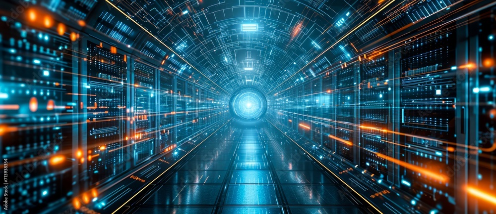 As the night envelops the bustling city, a dazzling tunnel of lights and wires guides the way with a mesmerizing laser show As the night envelops the bustling city, a dazzling tunnel of lights and wires guides the way with a mesmerizing laser show