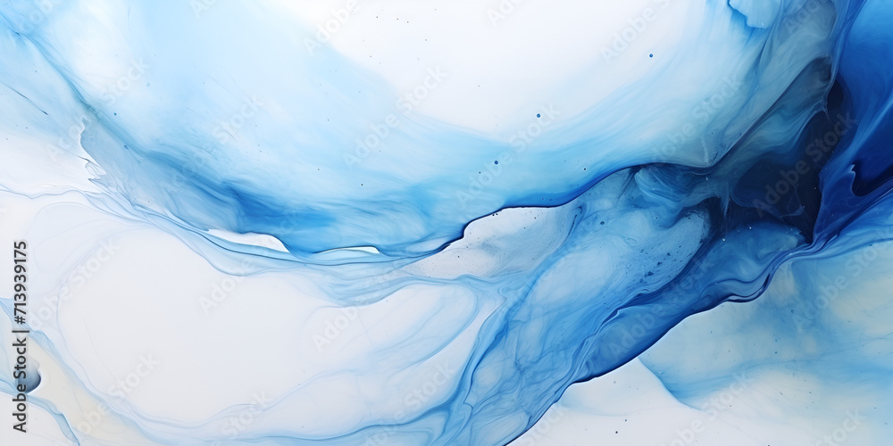 Fototapeta premium Shiny Golden Accents in Blue and Grey Alcohol Ink. Closeup of Shimmering Alcohol Ink Art. Generative Ai.